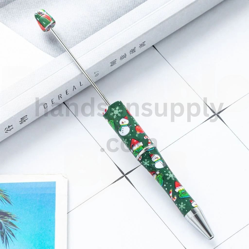 Jolly Green Monster Grinc Christmas Snowman Beadable Pen