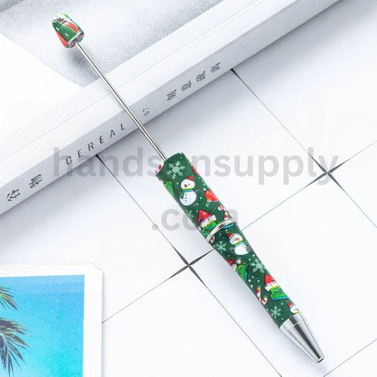 Jolly Green Monster Grinc Christmas Snowman Beadable Pen