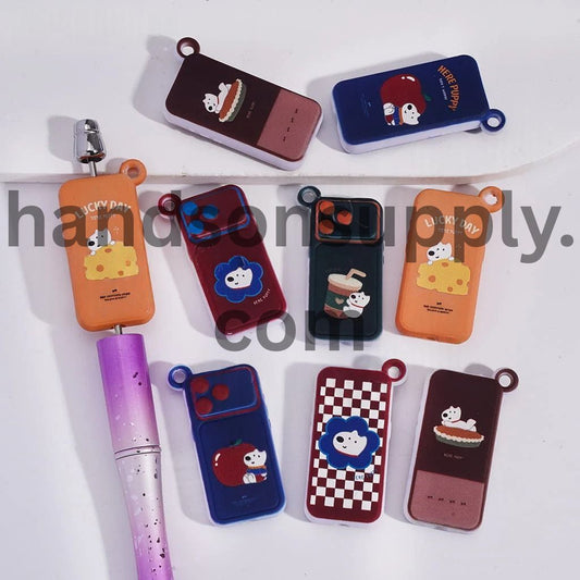Mini Pendant Phone Series with Various Animal Dog Pattern Acrylic Beads, 19*42MM, Random Mix