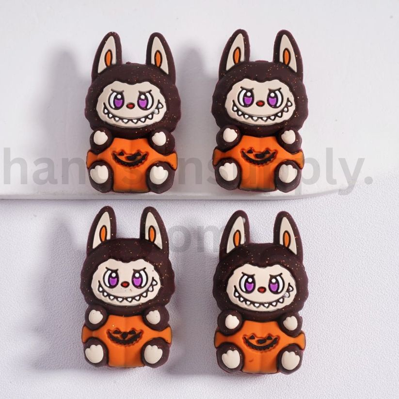 3D Cute Halloween Labub in Ghost Face Pumpkin Horror Silicone Focal Bead