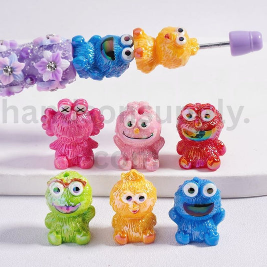 UV Coated Sesame Street Monster Acrylic Beads Random Mix