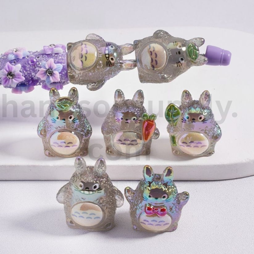 UV Coating Adorable Cute Totoro Japan Anime Translucent Color Acrylic Beads 27MM Height, Random Mix