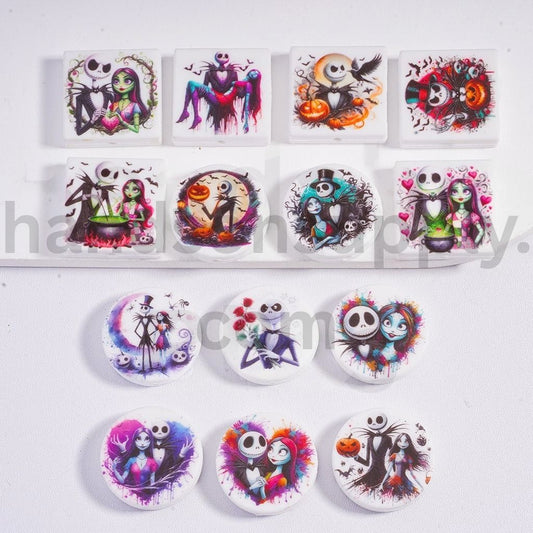 Jack & Sally Halloween Nightmare Before Christmas Characters Silicone Focal Beads