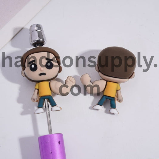 3D Cute Kind Boy Character with Strong Left Arm Muscle Silicone Focal Beads