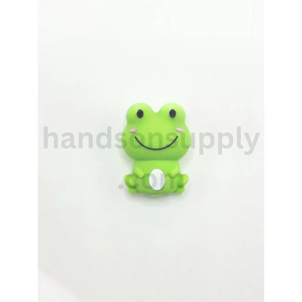 3D Fun Smiling Frog Design Green Silicone Focal Beads