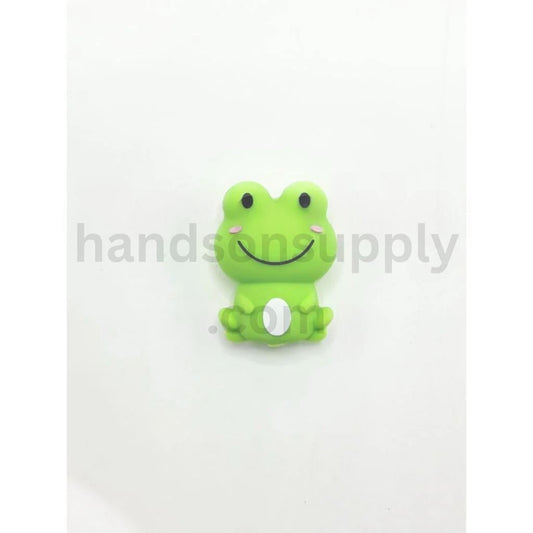 3D Fun Smiling Frog Design Green Silicone Focal Beads