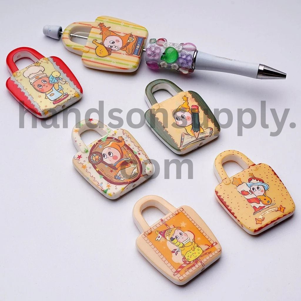 MiniJolly Hand Bag We are Baby Star Doll Series Acrylic Beads, Around 50*38MM, Random Mix