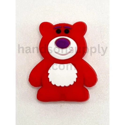 3D Red Toy Strawberry Bear Silicone Focal Beads