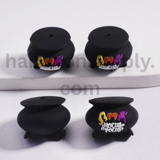 3D Hocus Pocus Dark Black Magic Cauldron Bead Silicone Focal Bead