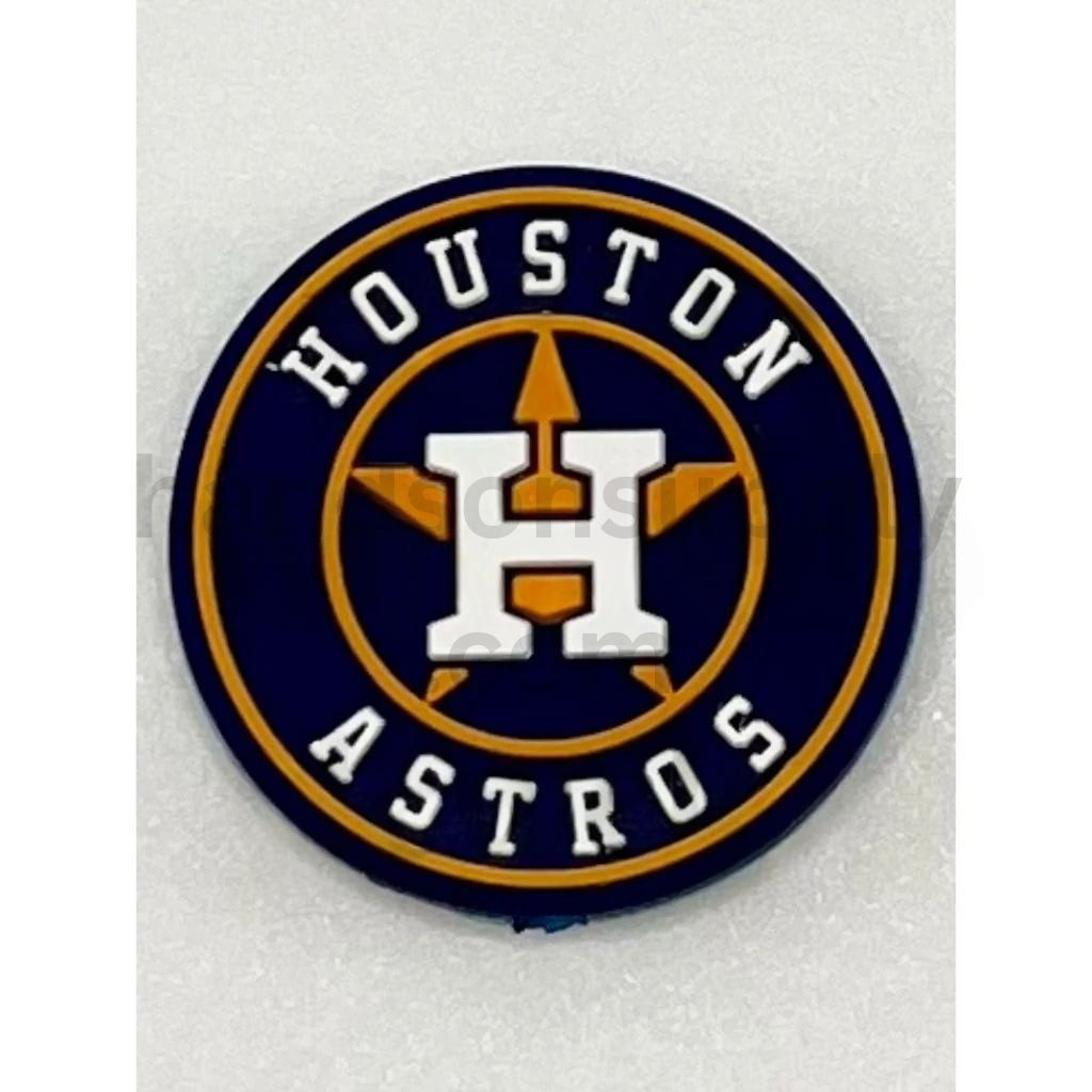 Houston Astros Round Logo Design in Navy & Orange Silicone Focal Beads