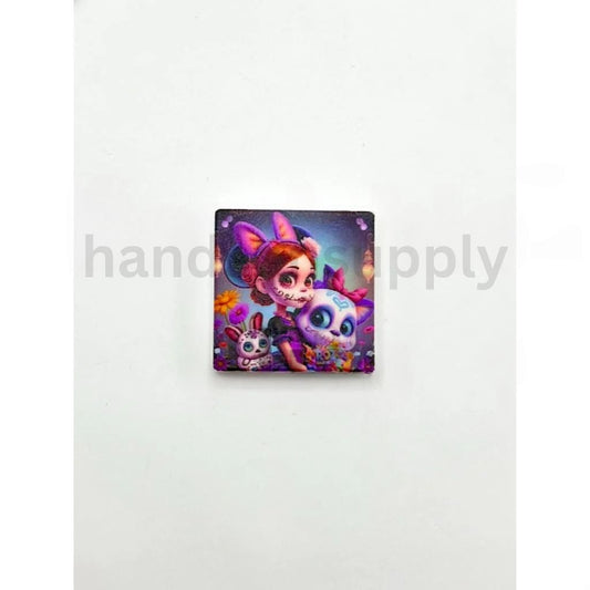 Cute Adorable Little Girl with Purple Bowknot and Beautiful Doll Silicone Focal Beads