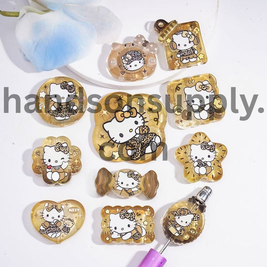 Leopard Cute Cat Character Animal Print Series  in Various Shape & Design Acrylic Beads Pendants Random Mix