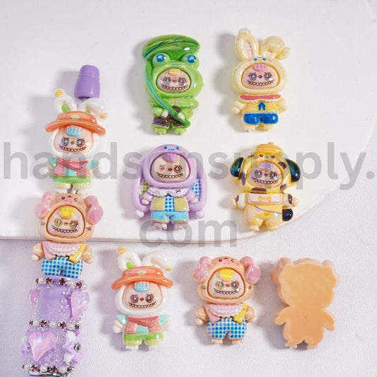 UV Coated Cute Labub in Sanrio Costume Acrylic Beads Random Mix