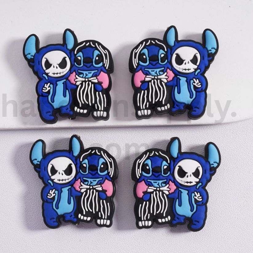 Stitch & Jack Blue Custom Christmas Charm Silicone Focal Beads