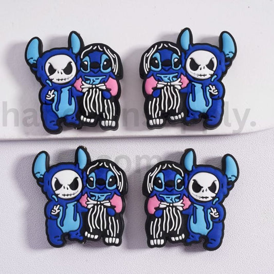 Stitch & Jack Blue Custom Christmas Charm Silicone Focal Beads
