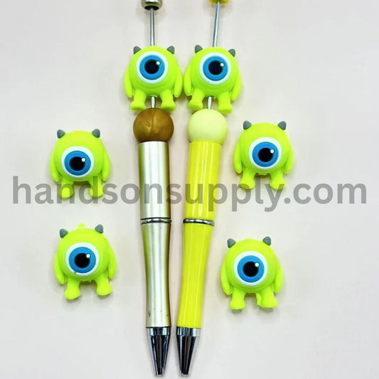 3D Cute Big Eye Little Green Monster Alien Silicone Focal Beads