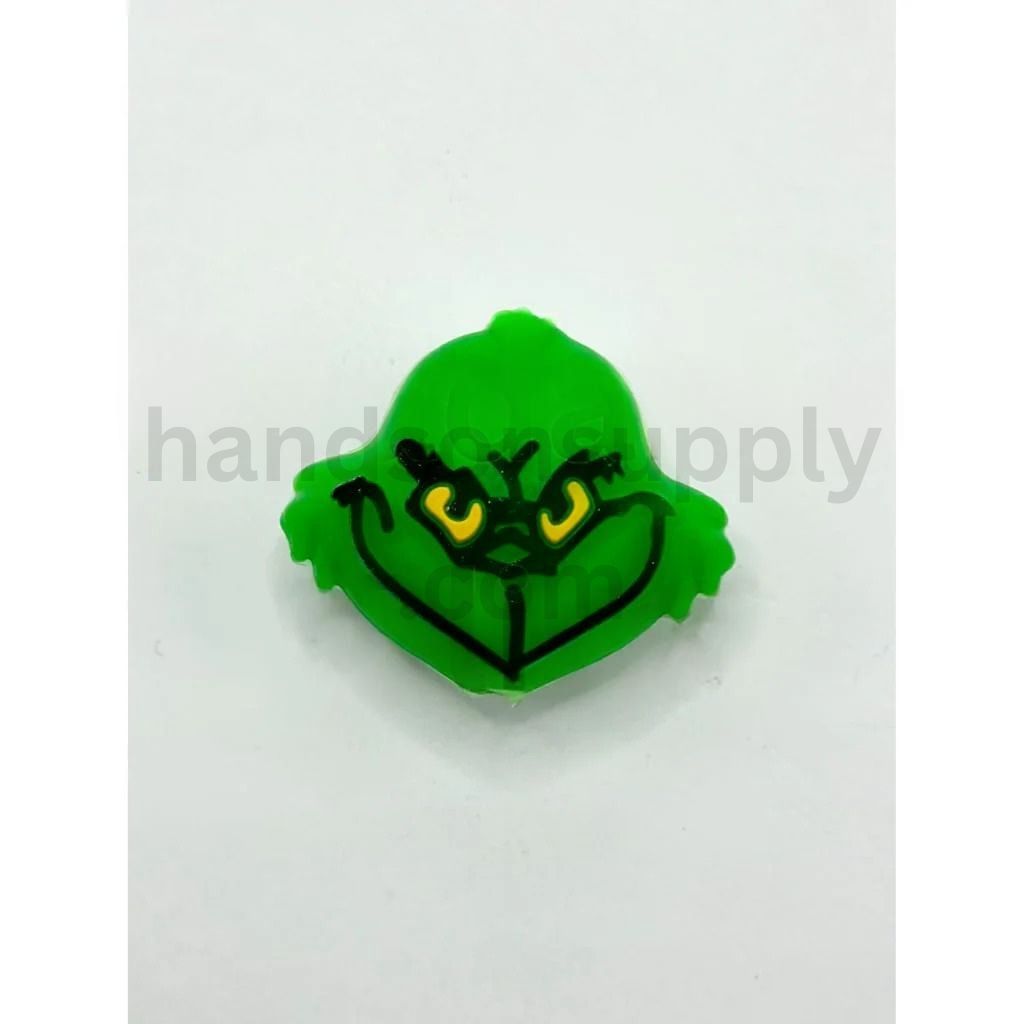 3D Christmas Green Head Monster with Yellow Eyes Silicone Focal Beads
