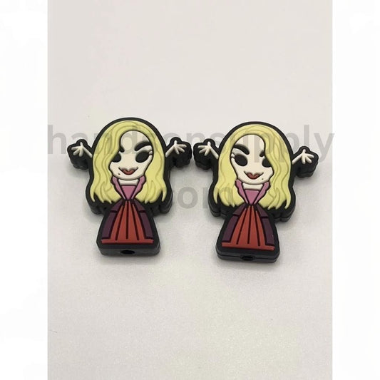 Halloween Sander Sister Hocus Blonde Witch Girl Shape Silicone Focal Beads