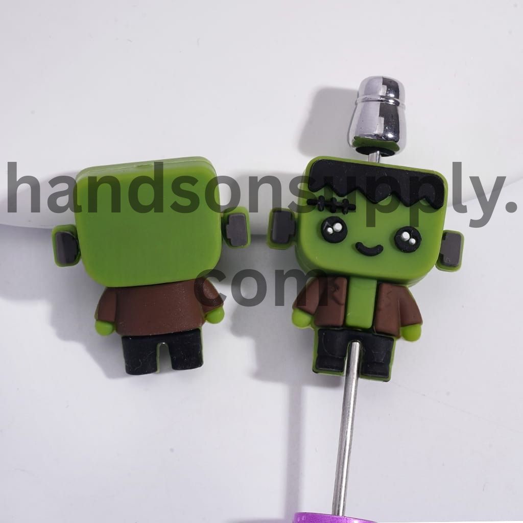 3D Freak Scientist Character with Green Skin & Scar Face Silicone Focal Beads Random Mix