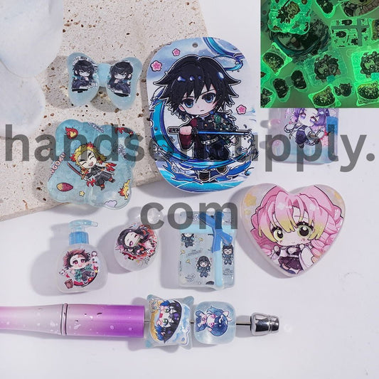 Luminous Japanese Cosplay Character Theme Series in Various Shape & Design Acrylic Beads Pendants Random Mix