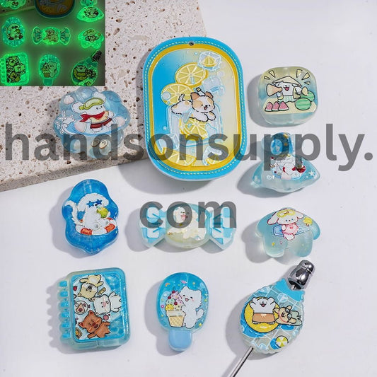 Cute Line-Drawing Puppy Dog Series in Various Shape & Design Acrylic Beads Pendants Random Mix