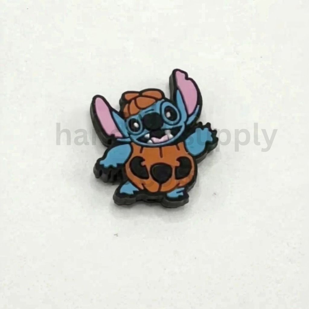 Halloween Flatback Craft Supply Stitch in Pumpkin Costume Silicone Focal Beads