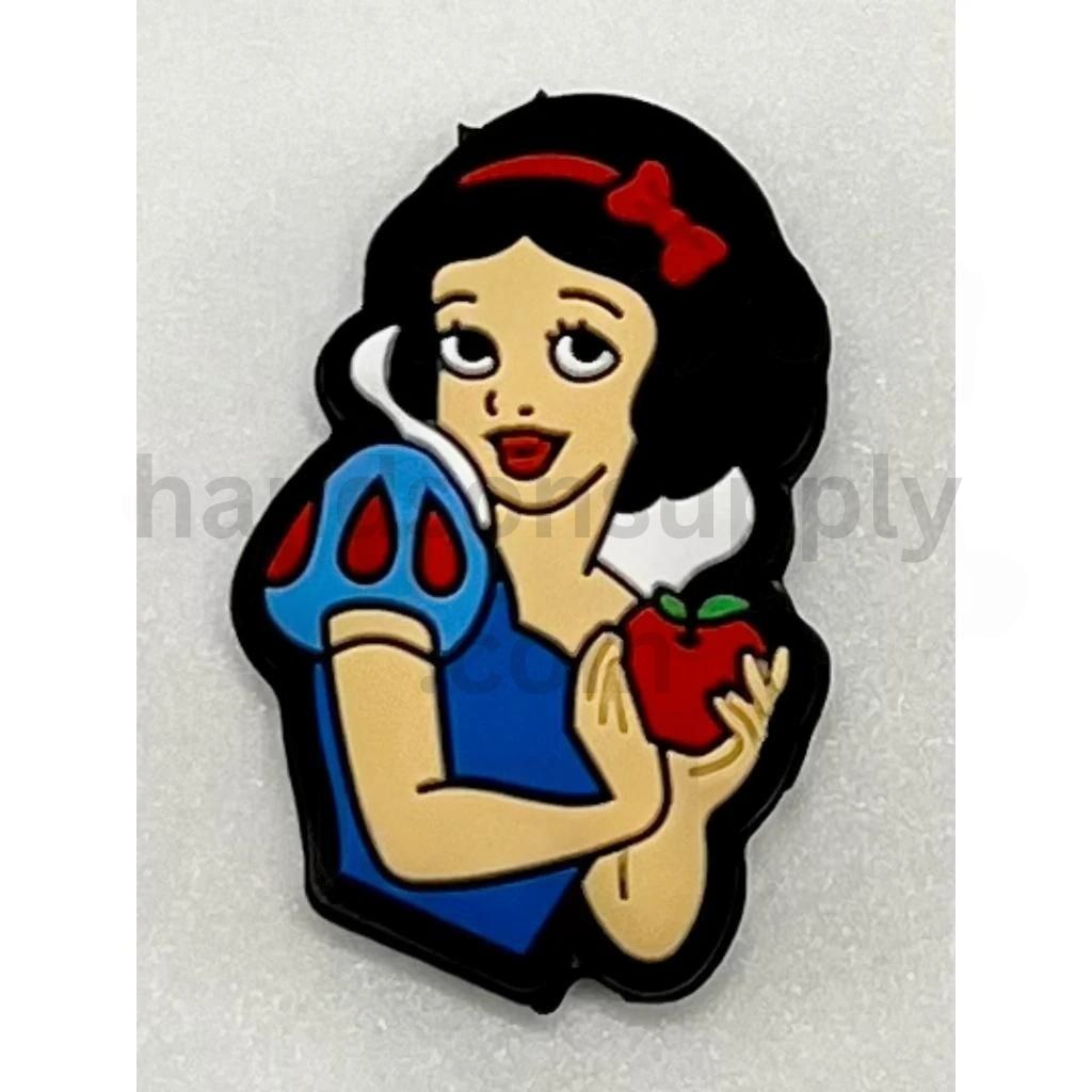 Sweet Snow White Royal Girl Holding Red Apple Silicone Focal Bead