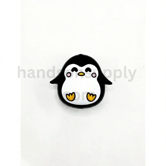 3D Black White Penguin Character Winter DIY Craft Charm Silicone Focal Beads