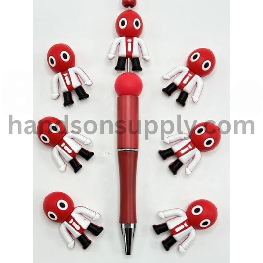 3D Cute Red Man Little Rainbow Frien Silicone Focal Beads