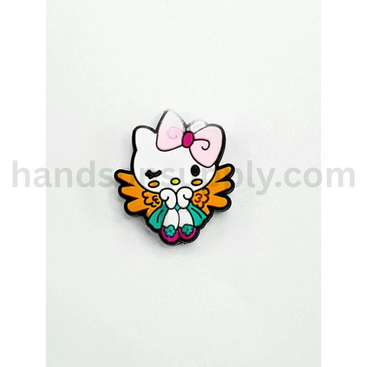 Cute Cat Kitten with Wings Pink Bowknot Silicone Focal Beads
