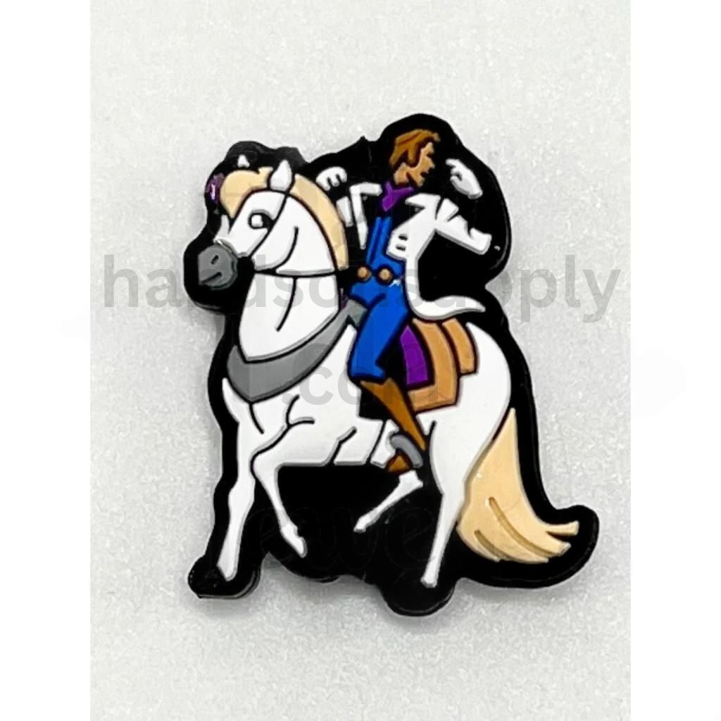 Classic Animation Snow Prince Texas Football with White Horse Silicone Focal Beads
