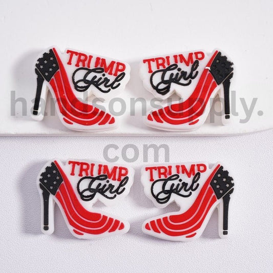 Trump Girl Patriotic American Flag High Heel Silicone Focal Beads
