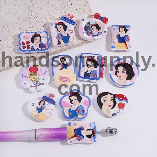 Cute Snow Princess & Red Apple Storybook Character Series Designs in Various Shape, Acrylic Beads Pendants Random Mix