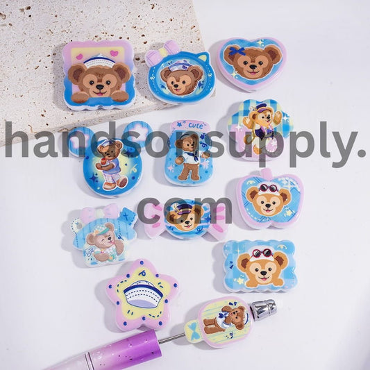Cute D Bear Doll Character Designs in Various Shape Acrylic Beads Pendants Random Mix