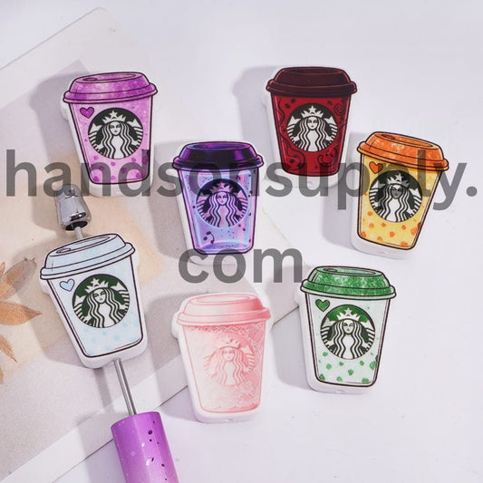 Coffee Cup Theme in Various Colors Silicone Focal Beads Random Mix
