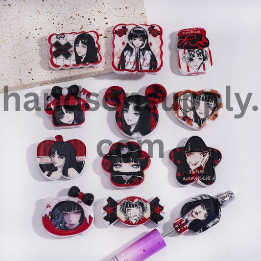 Cute Cool Girl Prints Series Designs in Various Shape Acrylic Beads Pendants Random Mix