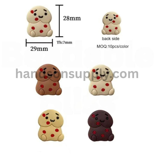 Dick Man Part with Red Spots Silicone Focal Beads, Random Mix