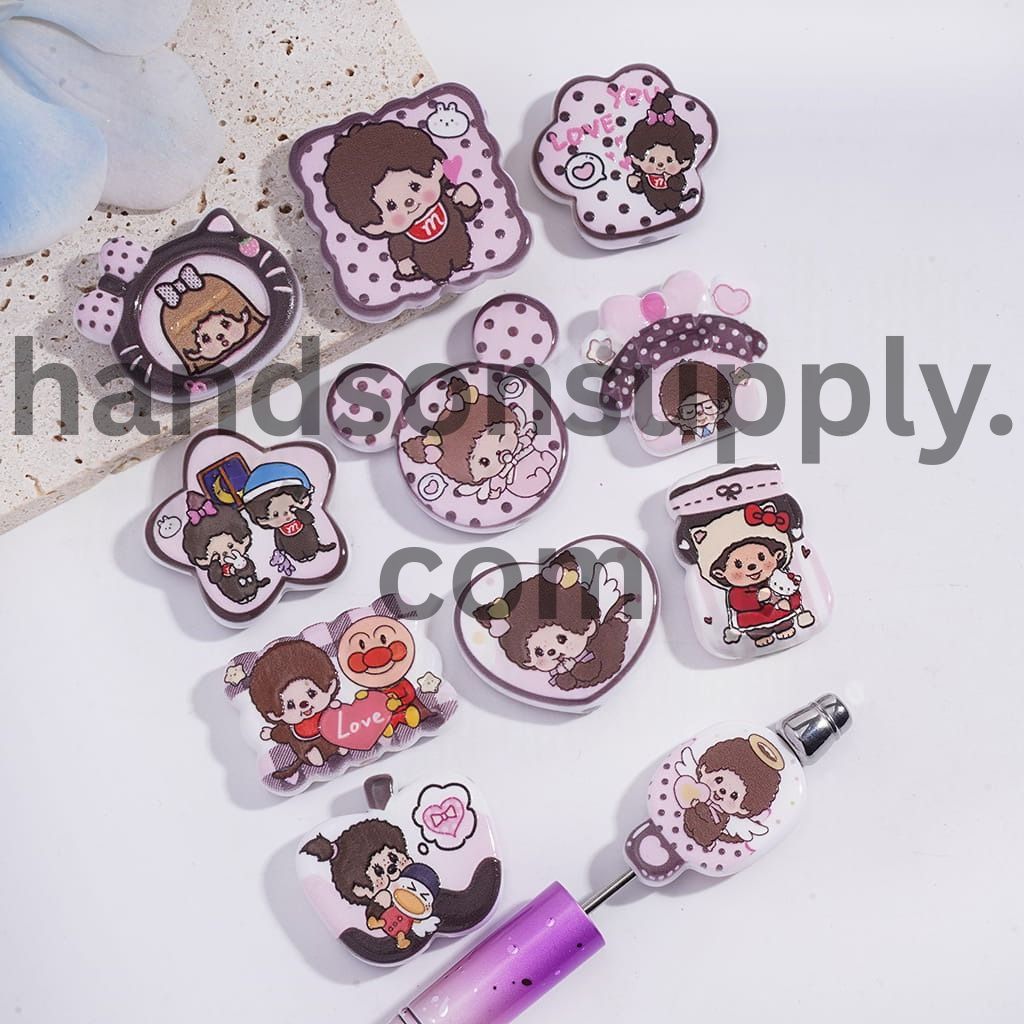 Cute Adorable Baby Monkey Doll Cartoon Character Series Acrylic Beads Pendants Random Mix