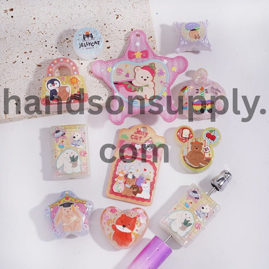 Cute Soft Comfort Plush Toy Character Prints Acrylic Beads Pendants Random Mix