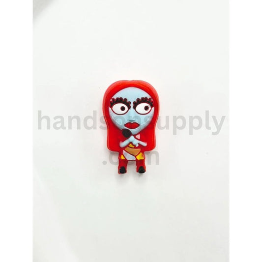 Red Haired Blue Monster Faced Girl with Big Eyes Silicone Focal Beads