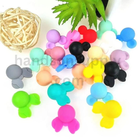 Cartoon Mouse Head Random Mix Silicone Focal Beads
