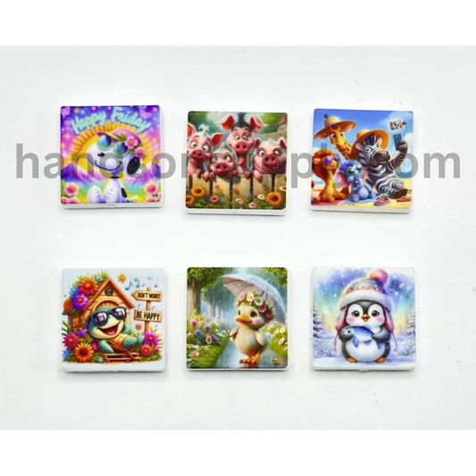 Cute Turtle Duck Penguin Lion Elephant Animals Mix Dog Pig Zebra Giraffe Silicone Focal Beads, Random Mix