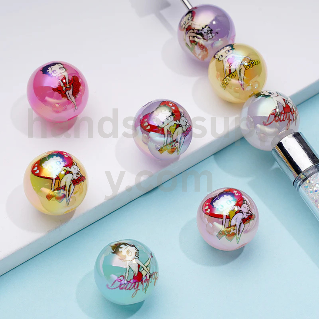 Old Girl Character Cartoon Theme Jelly Color 16MM Assorted Mix Character Acrylic Beads