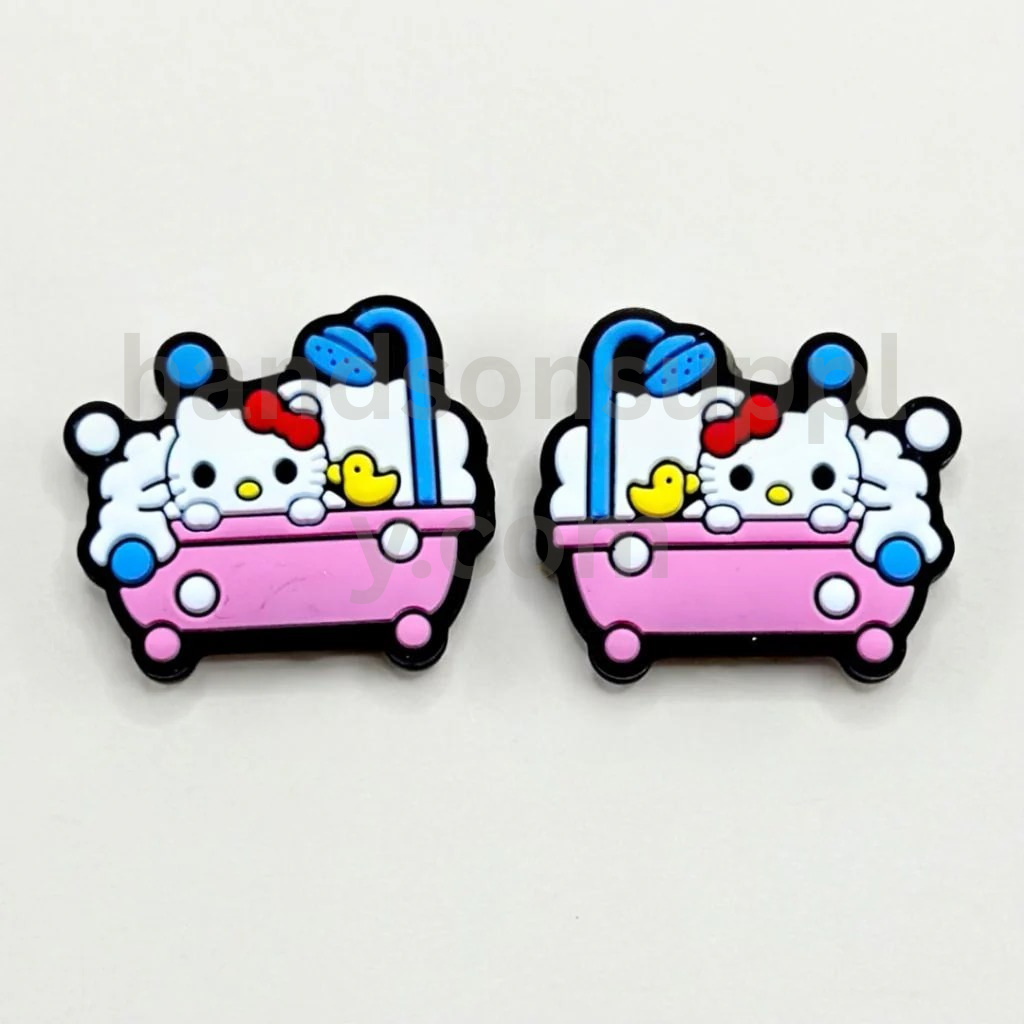 Cat Sanri Takes a Shower in a Bathtub Cute HK Kitten Silicone Focal Beads