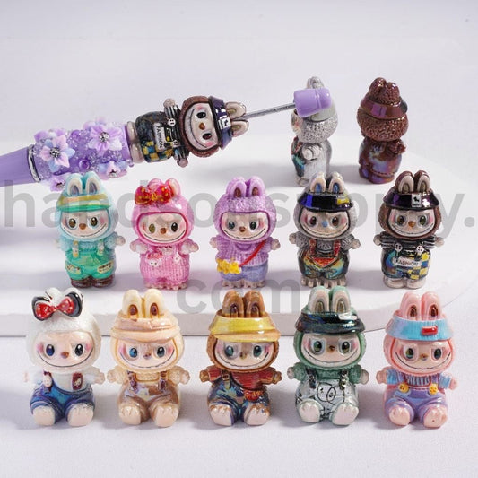 UV Coated Labub in Different Costumes & Bow Acrylic Beads Random Mix