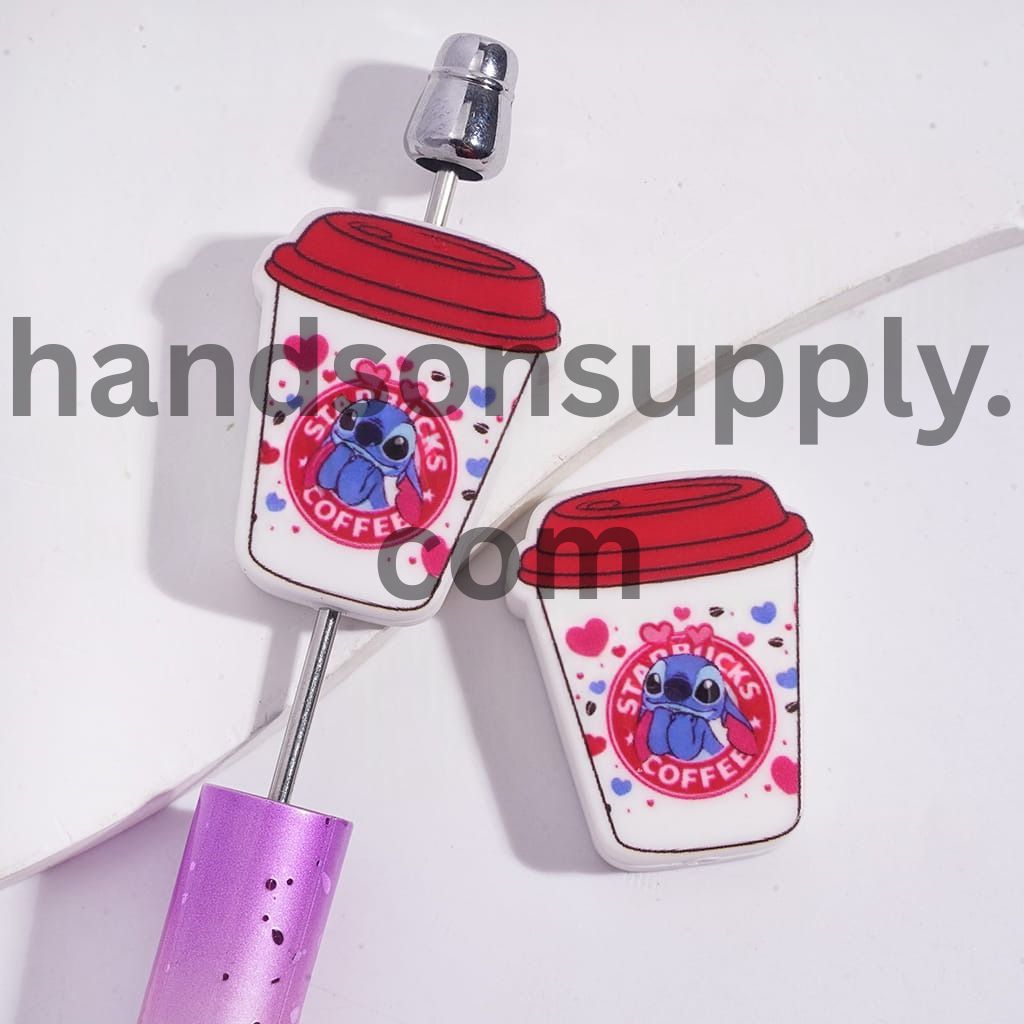 Classic Villain Character Patterns on Coffee Cup Silicone Focal Beads