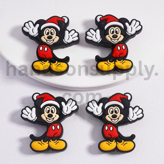Festive Mouse in Santa Hat Christmas Charm Silicone Focal Bead