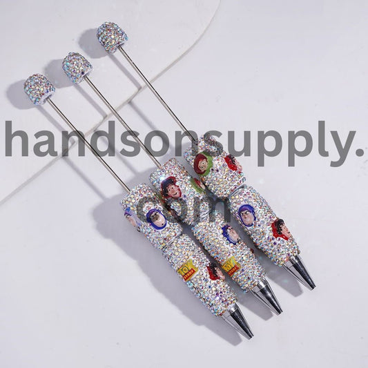 Cute Toy Adventure Character Series Fully Covered with Mini AB Rhinestones Beadable Clay Pens