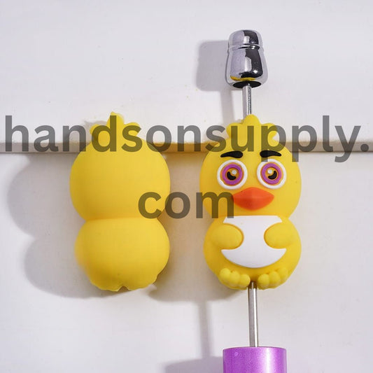 3D Hostile Yellow Chick Horror Adventure Game Series Design Silicone Focal Bead