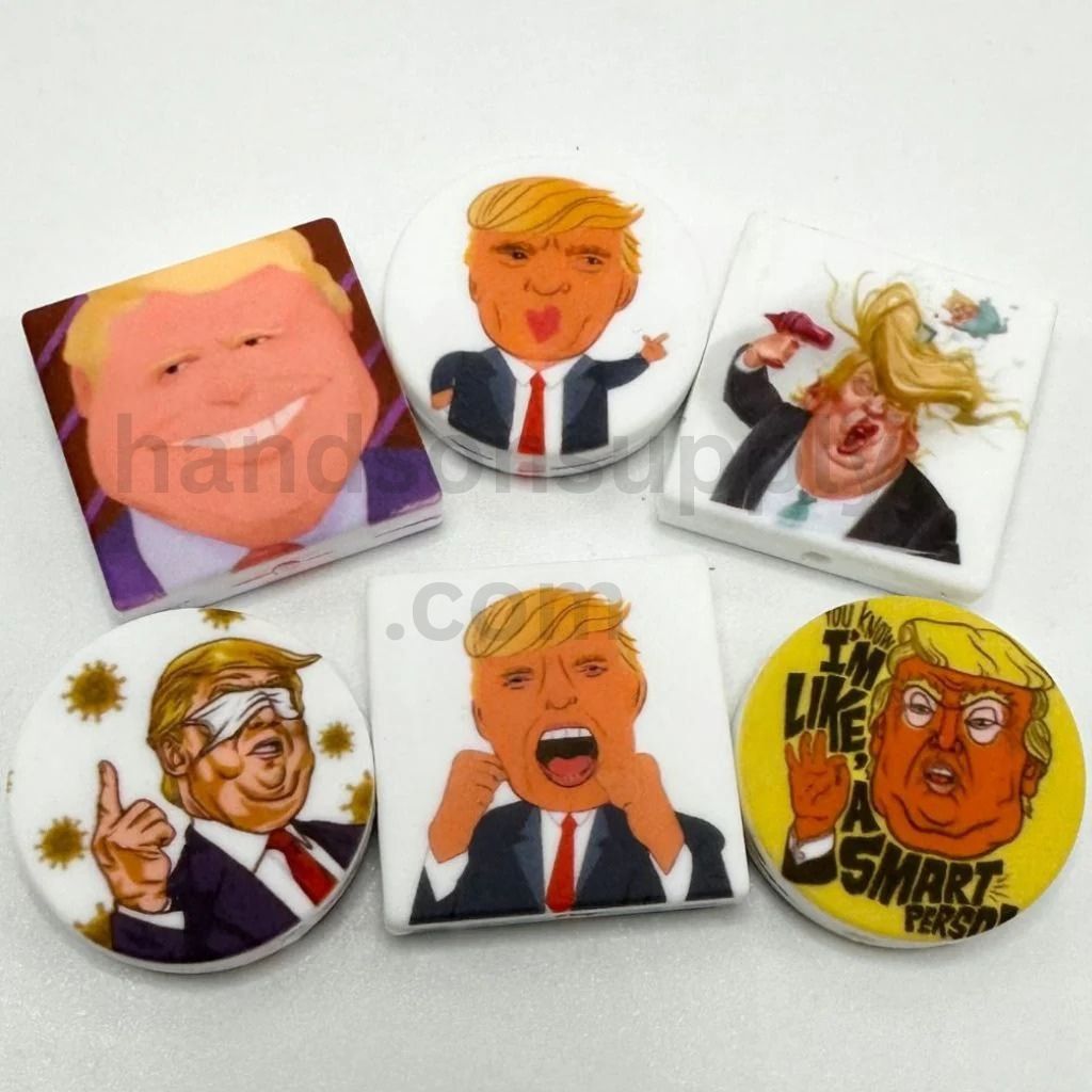 USA Political Donald Election, Tramp, President Button Silicone Focal Beads